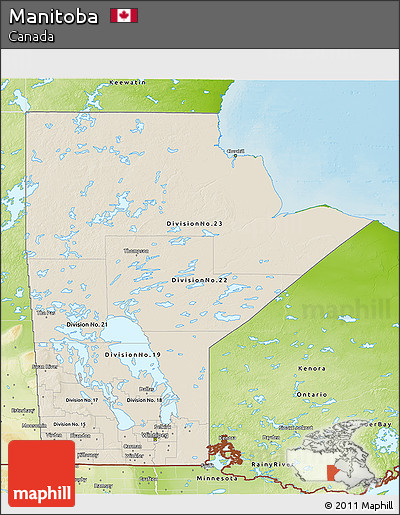 Shaded Relief 3D Map of Manitoba, physical outside