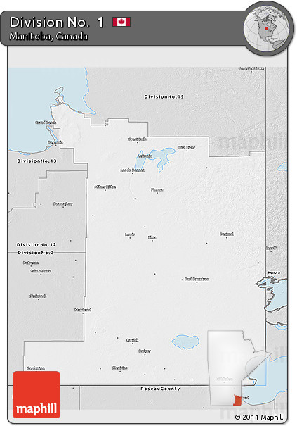 Silver Style 3D Map of Division No.  1