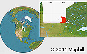 Satellite Location Map of Division No.  1, highlighted parent region