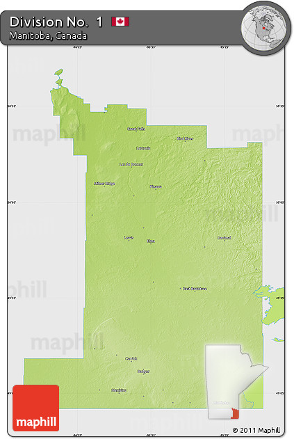 Physical Map of Division No.  1, single color outside
