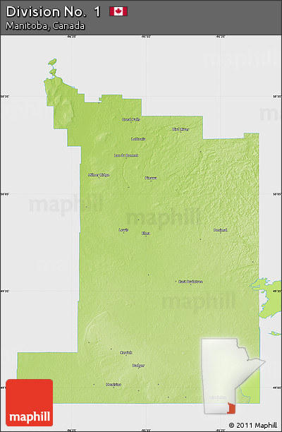 Physical Map of Division No.  1, single color outside