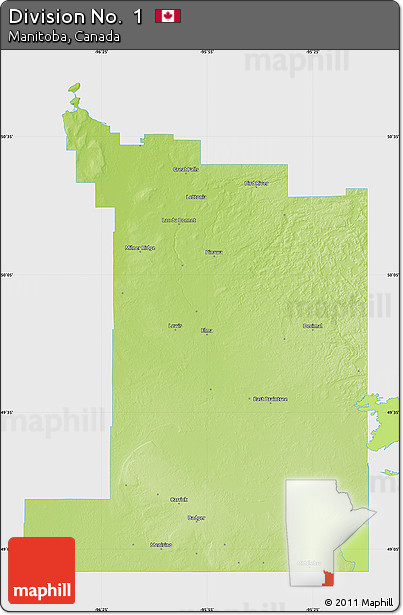 Physical Map of Division No.  1, single color outside