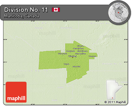 Physical Map of Division No. 11, lighten