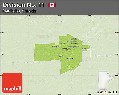 Physical Map of Division No. 11, lighten
