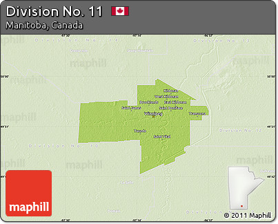 Physical Map of Division No. 11, lighten