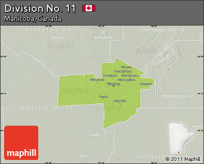 Physical Map of Division No. 11, lighten, semi-desaturated