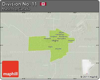 Physical Map of Division No. 11, lighten, semi-desaturated
