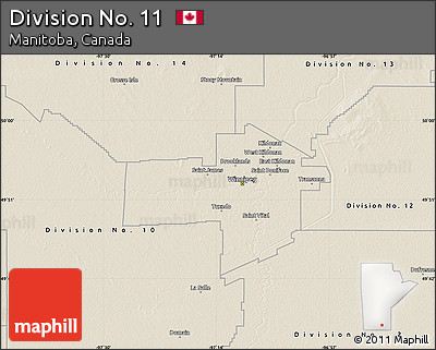 Shaded Relief Map of Division No. 11