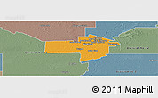 Political Panoramic Map of Division No. 11, semi-desaturated