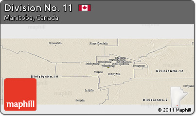 Shaded Relief Panoramic Map of Division No. 11