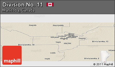 Shaded Relief Panoramic Map of Division No. 11