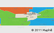 Shaded Relief Panoramic Map of Division No. 11, political outside