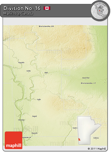 Physical 3D Map of Division No. 16