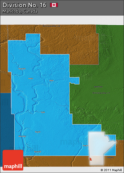 Political 3D Map of Division No. 16, darken