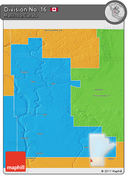 Political 3D Map of Division No. 16