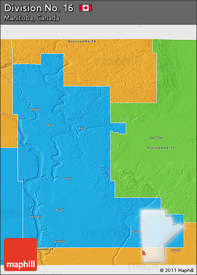 Political 3D Map of Division No. 16
