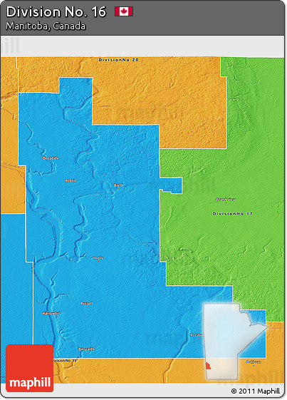 Political 3D Map of Division No. 16