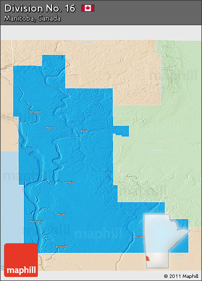 Political 3D Map of Division No. 16, lighten