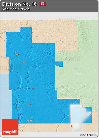 Political 3D Map of Division No. 16, lighten