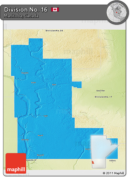 Political 3D Map of Division No. 16, physical outside