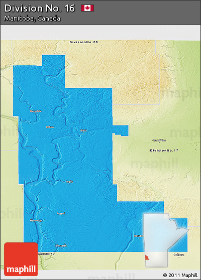 Political 3D Map of Division No. 16, physical outside