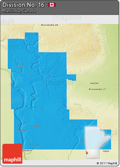 Political 3D Map of Division No. 16, physical outside
