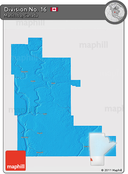 Political 3D Map of Division No. 16, single color outside