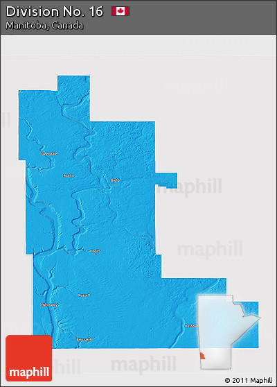Political 3D Map of Division No. 16, single color outside