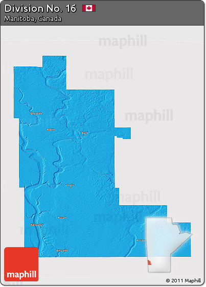 Political 3D Map of Division No. 16, single color outside