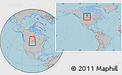 Gray Location Map of Division No. 16, within the entire country, hill shading