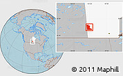 Gray Location Map of Division No. 16, highlighted parent region, hill shading