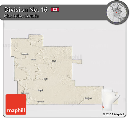 Shaded Relief Panoramic Map of Division No. 16, cropped outside