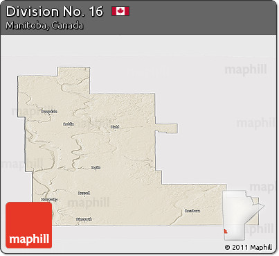 Shaded Relief Panoramic Map of Division No. 16, cropped outside