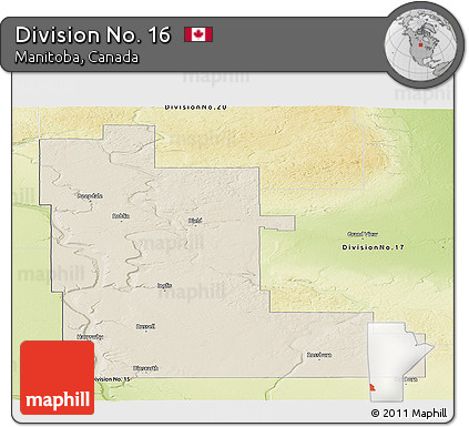 Shaded Relief Panoramic Map of Division No. 16, physical outside