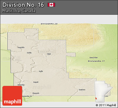 Shaded Relief Panoramic Map of Division No. 16, physical outside
