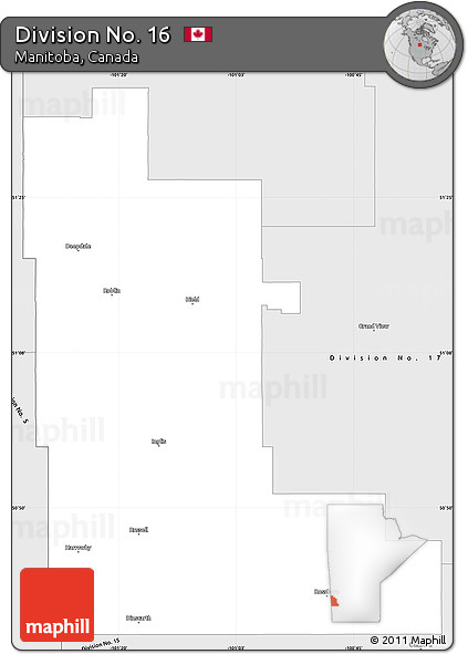 Silver Style Simple Map of Division No. 16