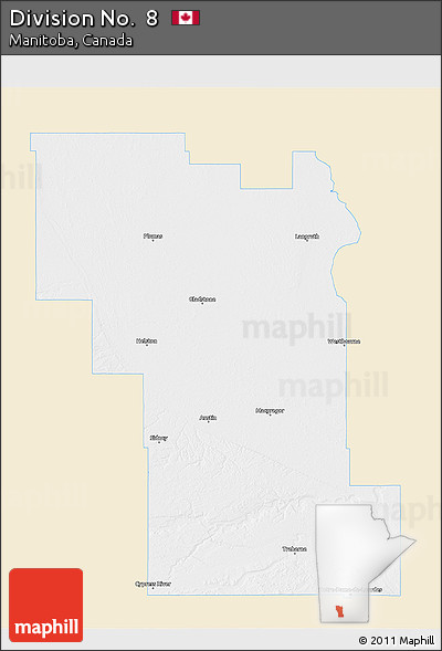 Classic Style 3D Map of Division No.  8, single color outside