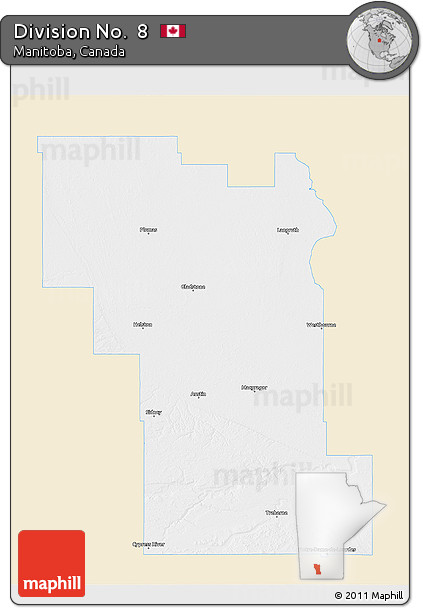 Classic Style 3D Map of Division No.  8, single color outside