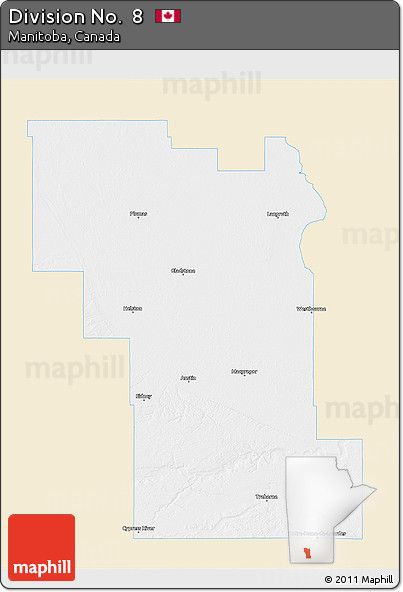 Classic Style 3D Map of Division No.  8, single color outside