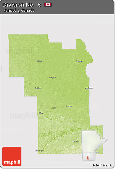 Physical 3D Map of Division No.  8, cropped outside