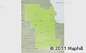 Physical 3D Map of Division No.  8, semi-desaturated