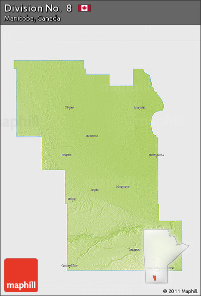 Physical 3D Map of Division No.  8, single color outside