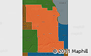 Political 3D Map of Division No.  8, darken