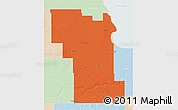 Political 3D Map of Division No.  8, lighten