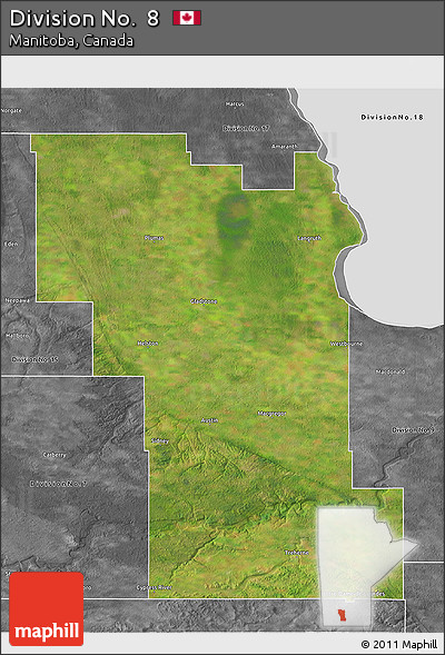 Satellite 3D Map of Division No.  8, desaturated