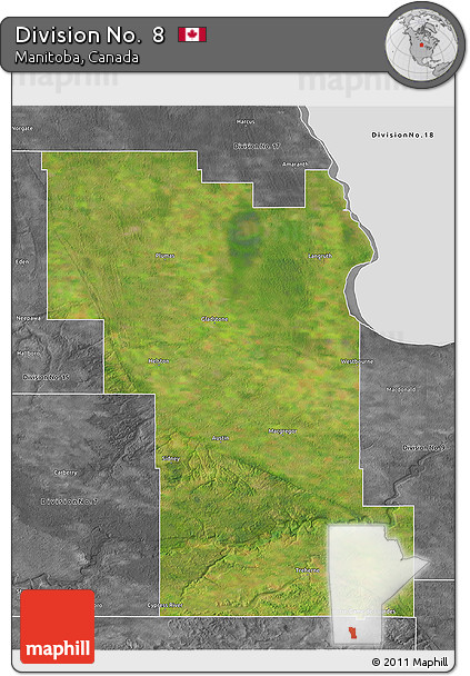 Satellite 3D Map of Division No.  8, desaturated