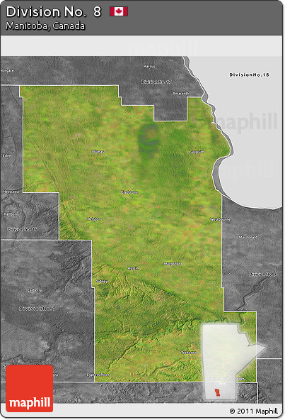 Satellite 3D Map of Division No.  8, desaturated