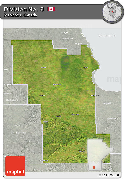 Satellite 3D Map of Division No.  8, lighten, semi-desaturated