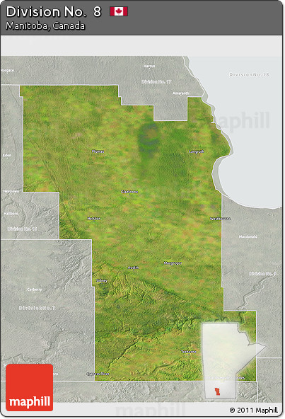 Satellite 3D Map of Division No.  8, lighten, semi-desaturated
