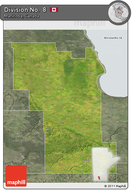 Satellite 3D Map of Division No.  8, semi-desaturated